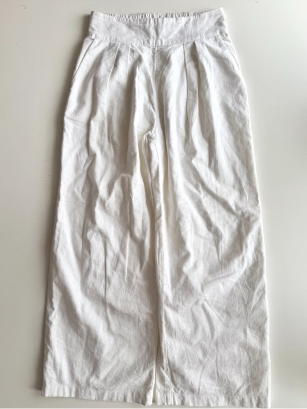 ABERCROMBIE & FITCH White Linen Blend Ultra Wide Leg Trousers Pants - Size XS - Picture 3 of 12